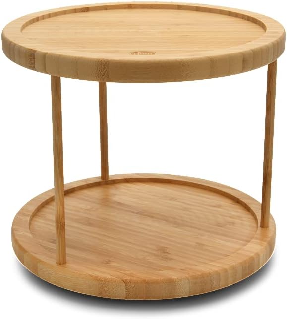 Bamboo Lazy Susan Turntable | 2 Tier | 10-Inch | YBM Home