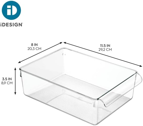 Clear Plastic Stackable Storage Bin 3.5" x 8" x 11.5" Inter Deign