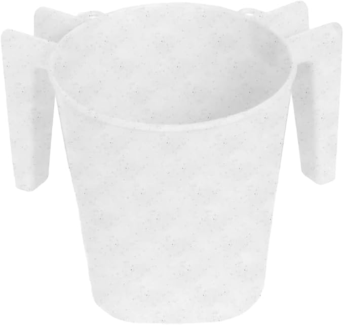 Plastic Square Wash Cup White w/Dots (BA154)