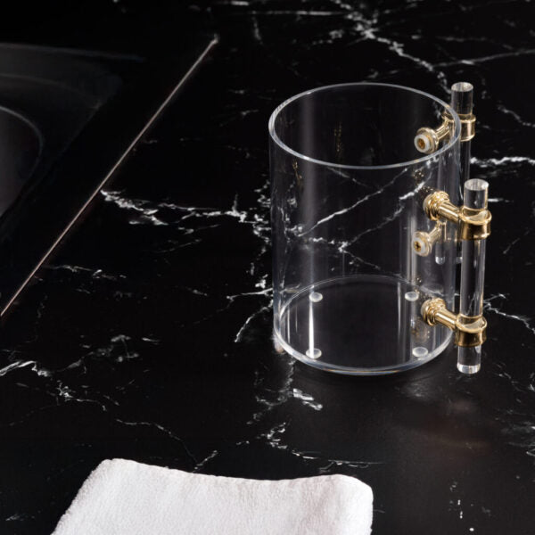 Wash Cup Acrylic Gold Ring Handles