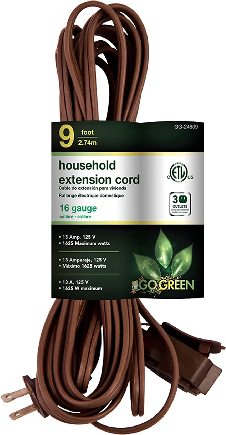 9' Extension Cord Brown Go Green