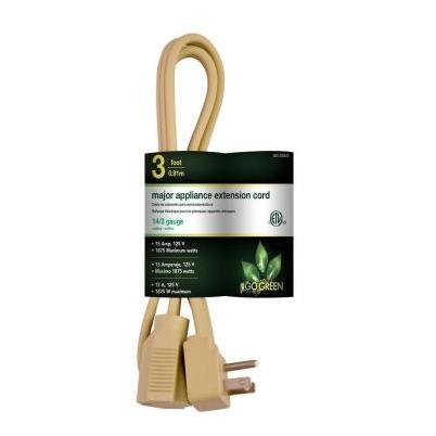 3' | Extension Cord | Beige | Go Green