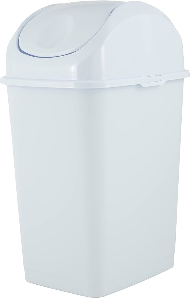 Trash Bin 5QT White Superio (Swing Top Cover)