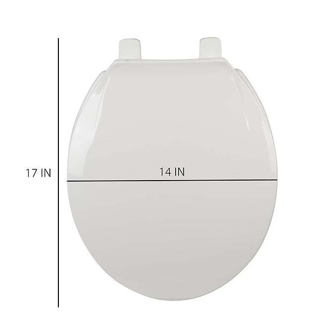 Round Toilet Seat | 13.9"L x 16.7"W | White Plastic | Fits Standard Round Toilets | Bath Bliss