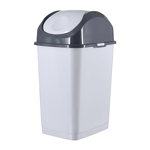 Trash Bin 5QT White Smoke Superio (Swing Top Cover)