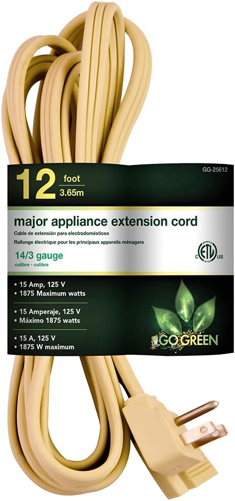12' Extension Cord Beige Go Green