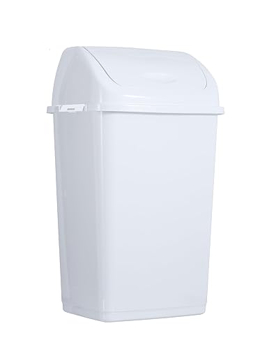 Trash Bin 13 Gallon White Superio (Swing Top Cover)