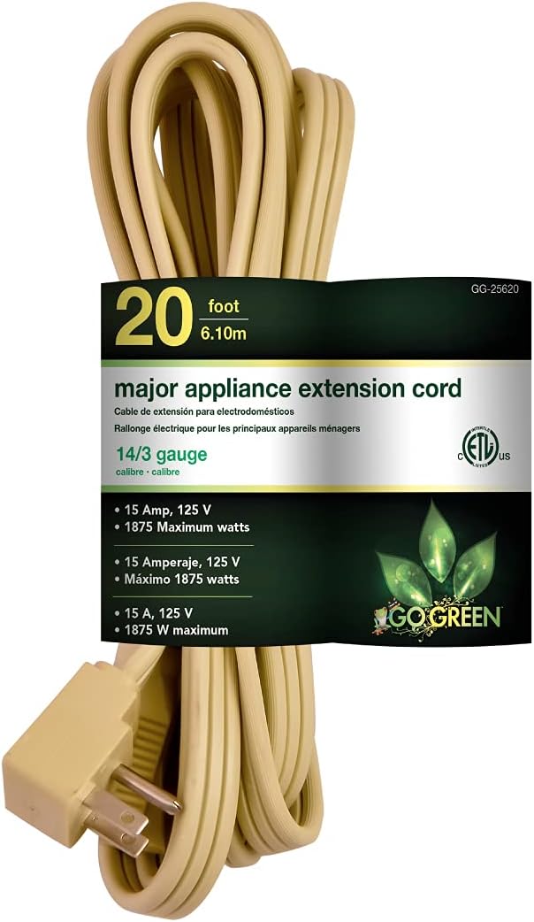 20' Extension Cord Beige Go Green