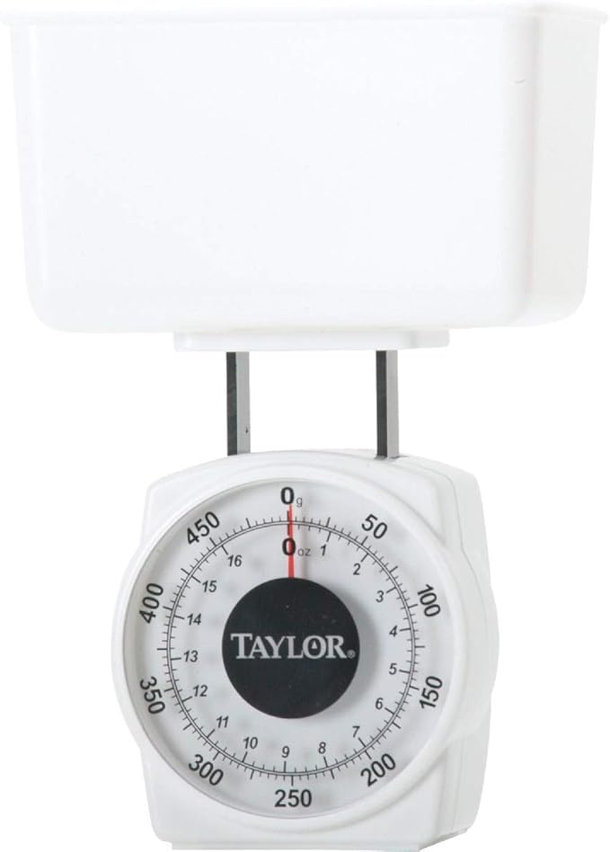 Analog Food Scale | 1Lb/500G Mechanical Kitchen Scale | Model 3720 | White | Taylor