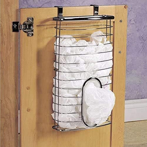 Over the Door Basket | Grocery Bag Holder | Chrome | YBM Home