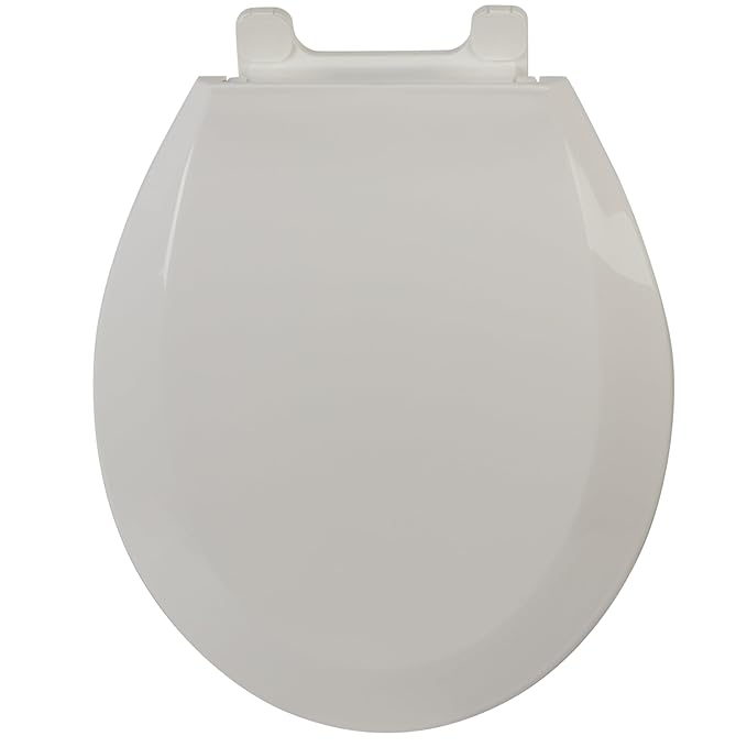 Round Toilet Seat in White | Deluxe Beveled | 14.1"L x 17.5"W | Bath Bliss