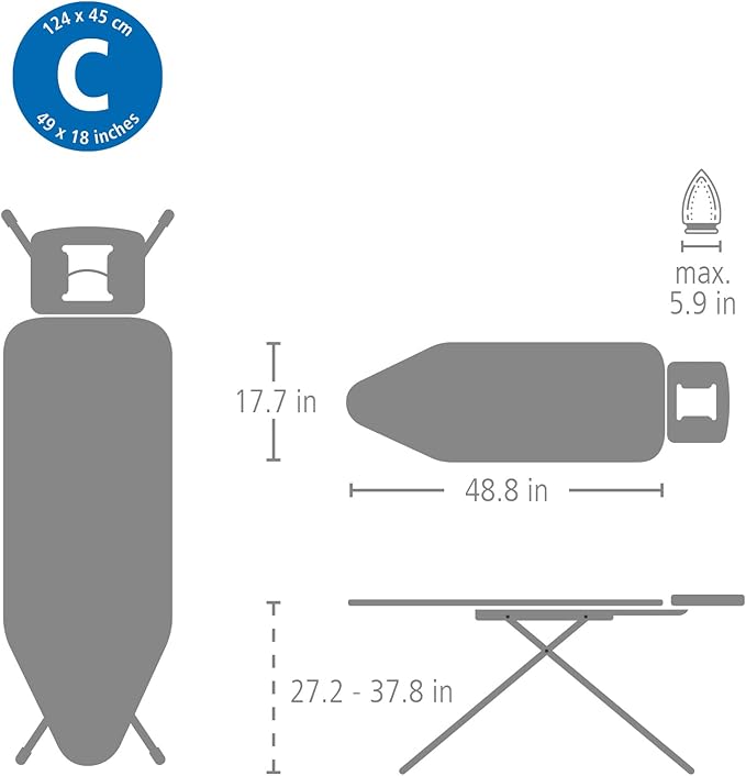 Ironing Board SSIR Size C (18" x 49") Denim Blue Brabantia