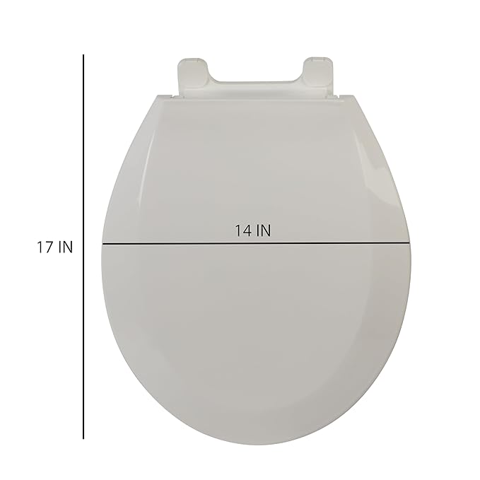 Round Toilet Seat in White | Deluxe Beveled | 14.1"L x 17.5"W | Bath Bliss