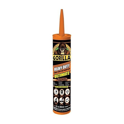 Gorilla Heavy Duty Construction Adhesive Ultimate | 9 oz | Instant Grab | Waterproof