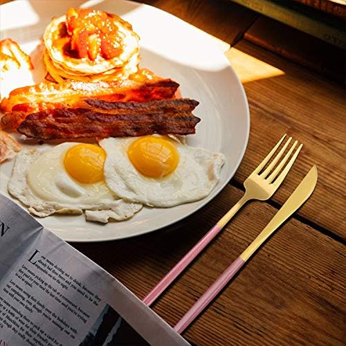 Flatware Set Pink/Gold | Designer Tableware | 20 pc | Vikko