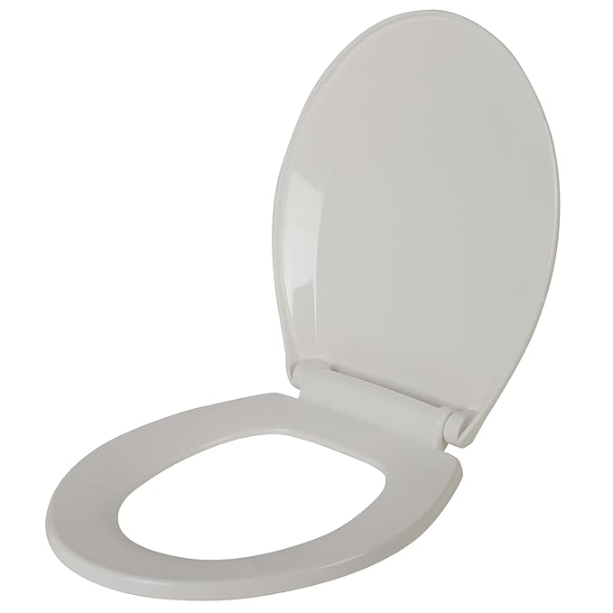 Round Toilet Seat in White | Deluxe Beveled | 14.1"L x 17.5"W | Bath Bliss