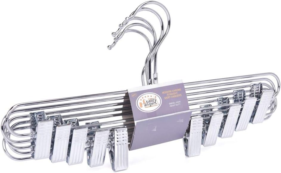 Chrome Straight Skirt Hangers 5PK Quality Hangers