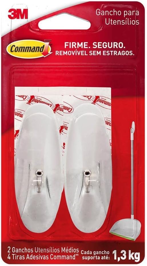 Command Medium Wire Hooks With Strips | White | 3M | 3 lb