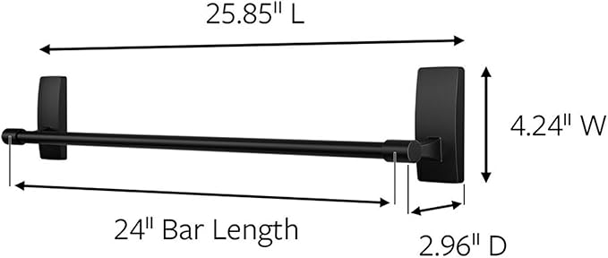 Command Matte Black Towel Bar | 10LB Damage-Free Mount
