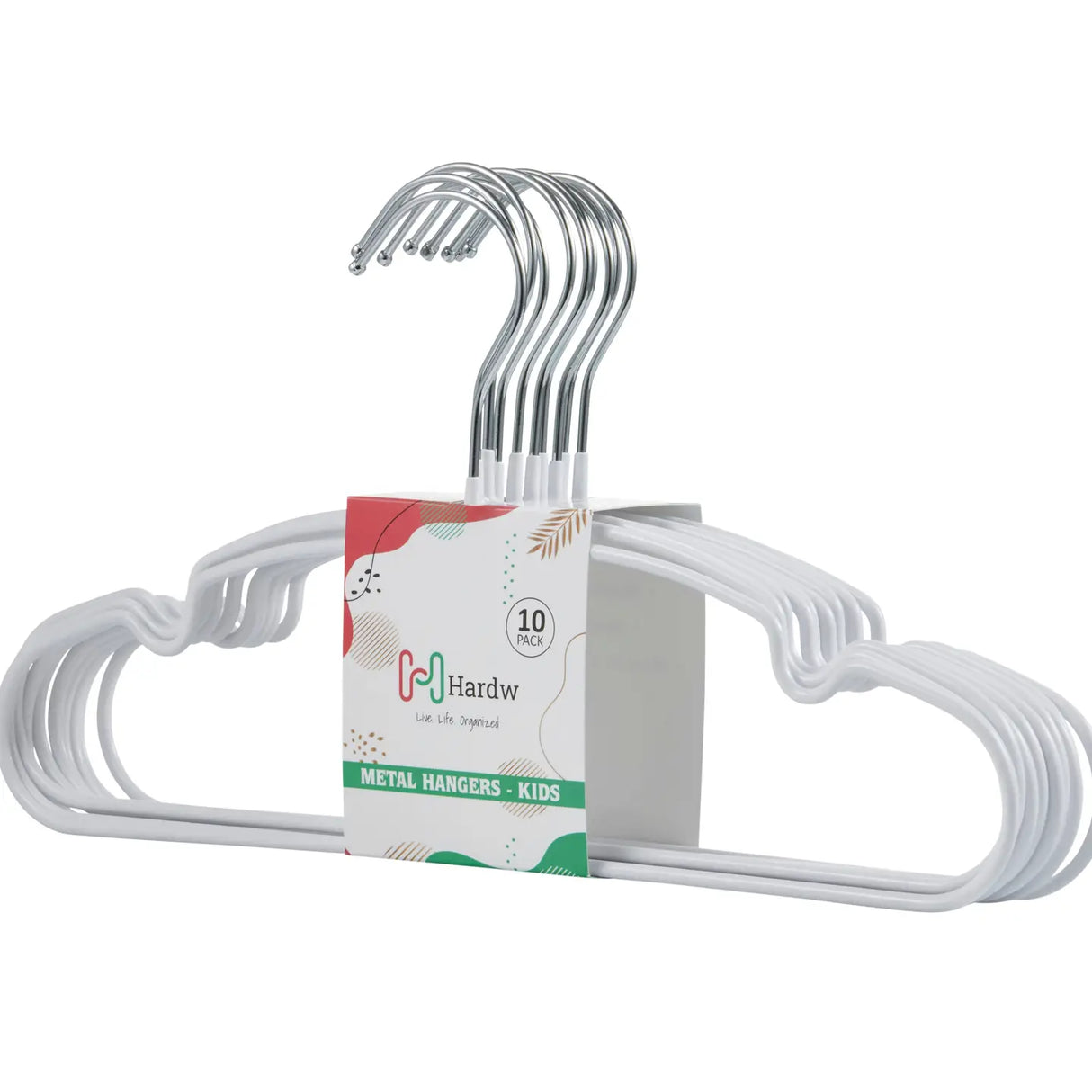 Kids White Metal Hanger PVC 10PK Hardw