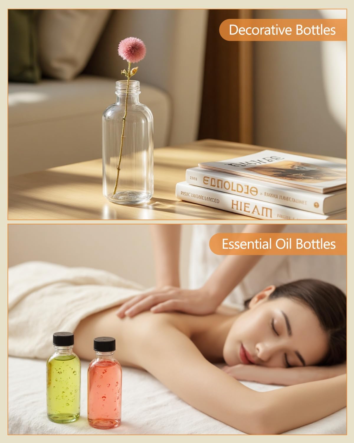 Boston Round Glass Bottles | 2oz | Clear