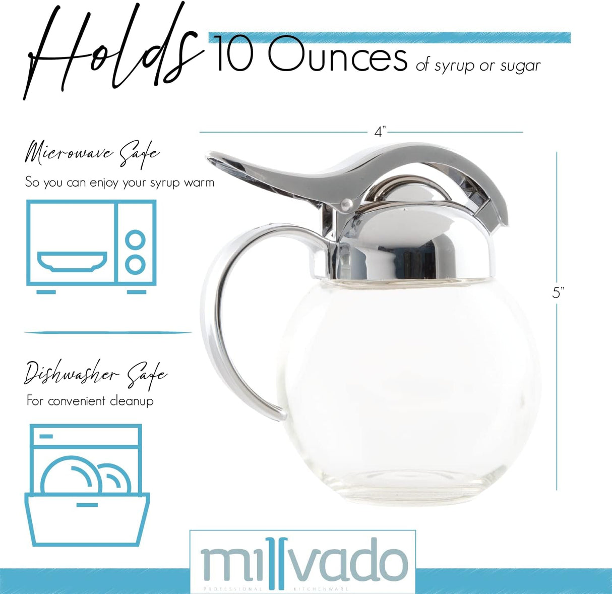 Glass Dispenser for Sugar/Syrup | 10oz | Transparent | Millvado