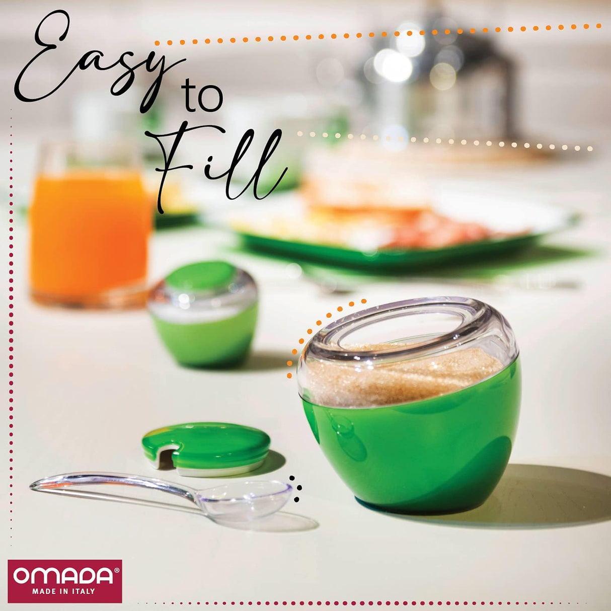 White Sugar Bowl With Spoon | Made of Acrylic | 10.56 oz | Omada Design