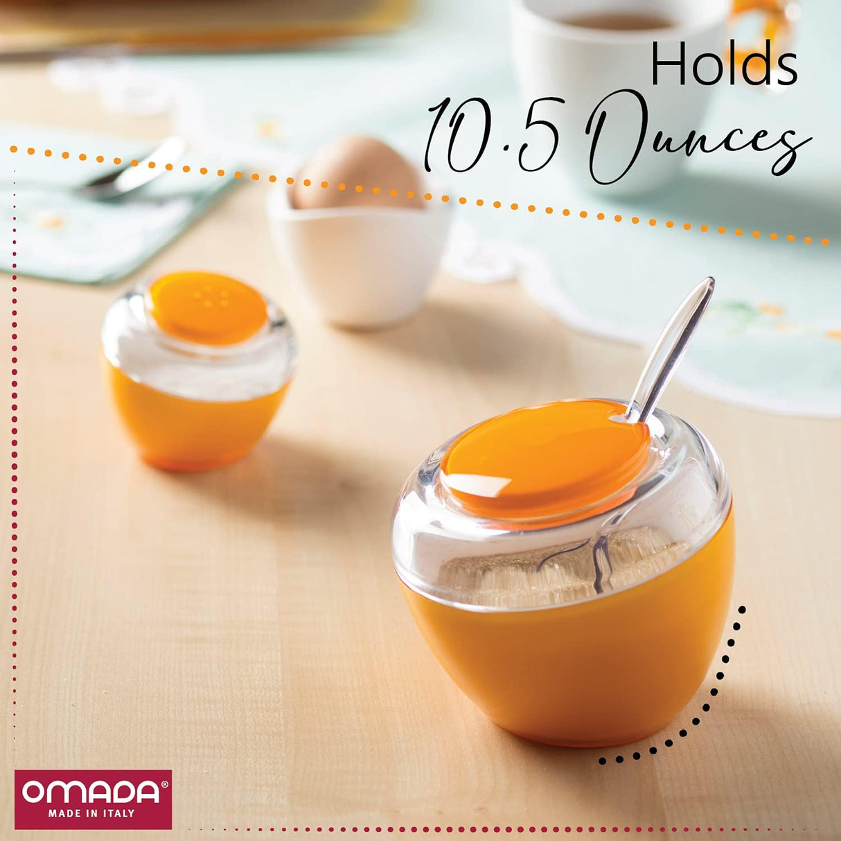 White Sugar Bowl With Spoon | Made of Acrylic | 10.56 oz | Omada Design