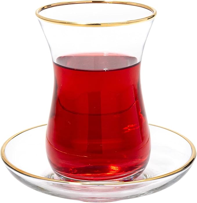 Turkish Tea Glasses & Saucers | 5.5 Oz | Vikko