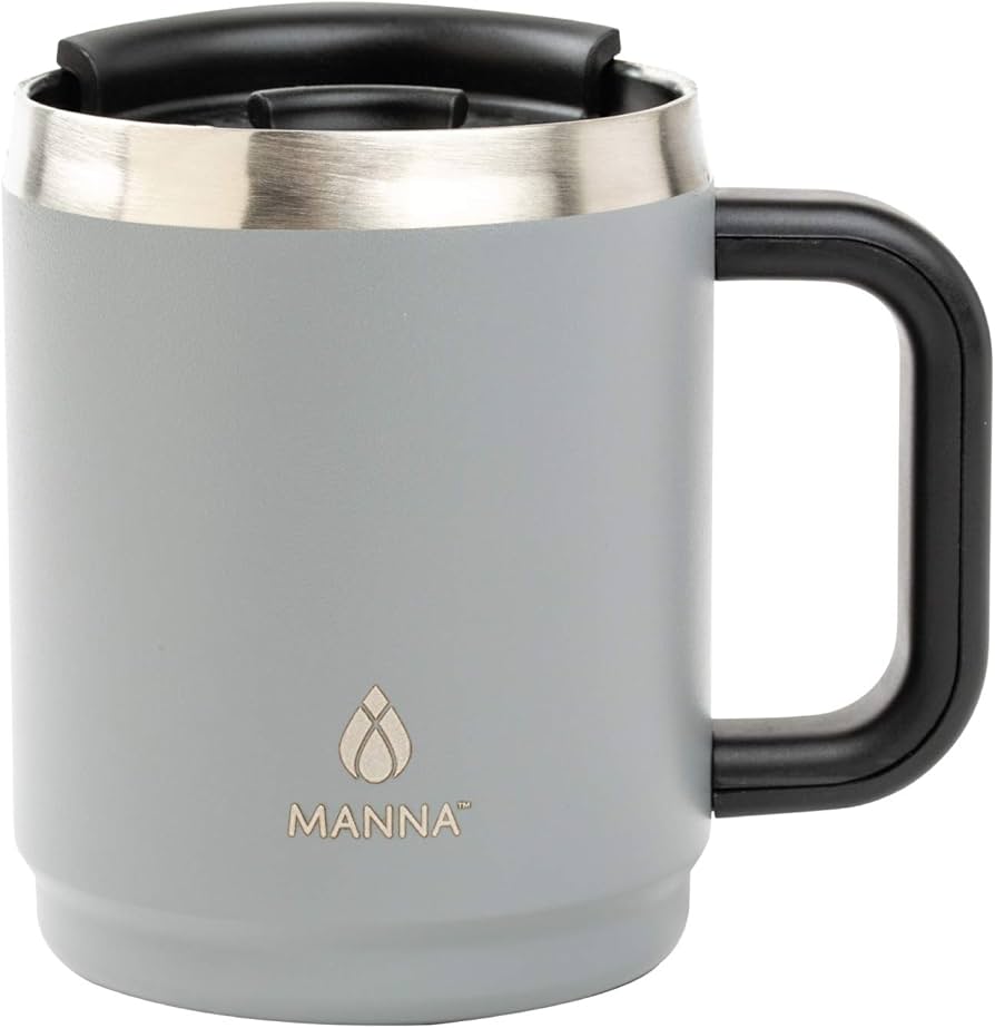 Travel Coffee Mug With Lid and Handle 14oz | Stainless Steel | Double Wall Vacuum Insulated | Manna