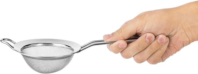 Double Mesh Strainer | 4 Inch | 18/8 Stainless Steel | Fine Dual Mesh | HIC Kitchen