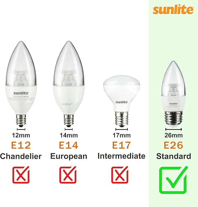 Medium Base To Candelabra Base Socket Sunlite