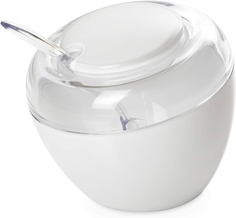White Sugar Bowl With Spoon | Made of Acrylic | 10.56 oz | Omada Design