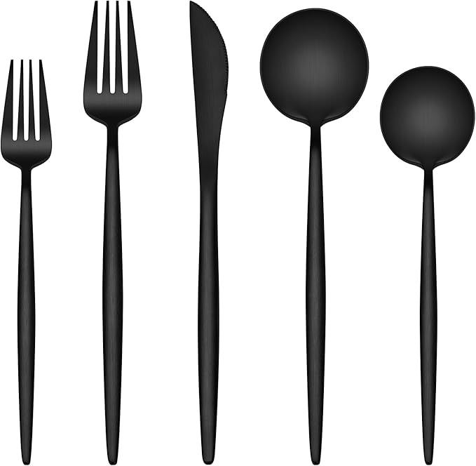 Black Flatware Set 20 pc | Vera Design | Stainless Steel | Vikko