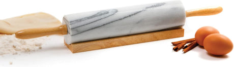 Marble Rolling Pin | 10″ Barrel | Wooden Handles & Stand | Norpro