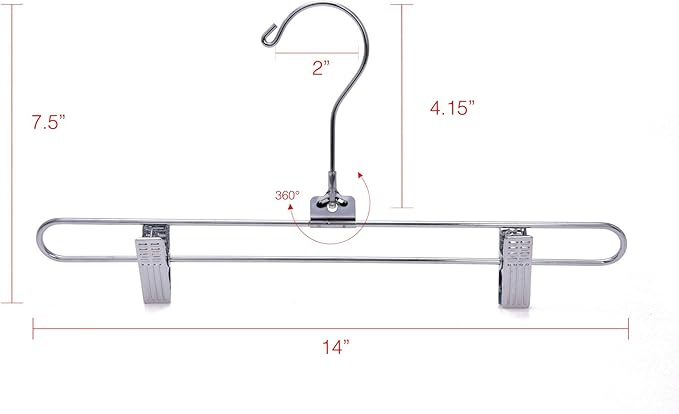 Metal Bottoms Hanger w/Clips Swivel Hook 8PK