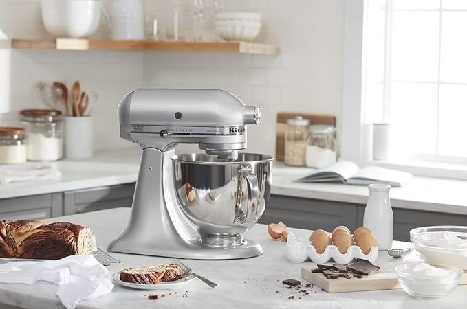 KitchenAid Artisan 5-Quart Stand Mixer | Metallic Chrome, Tilt-Head, 10-Speed, All-Metal Design, Versatile with Attachments