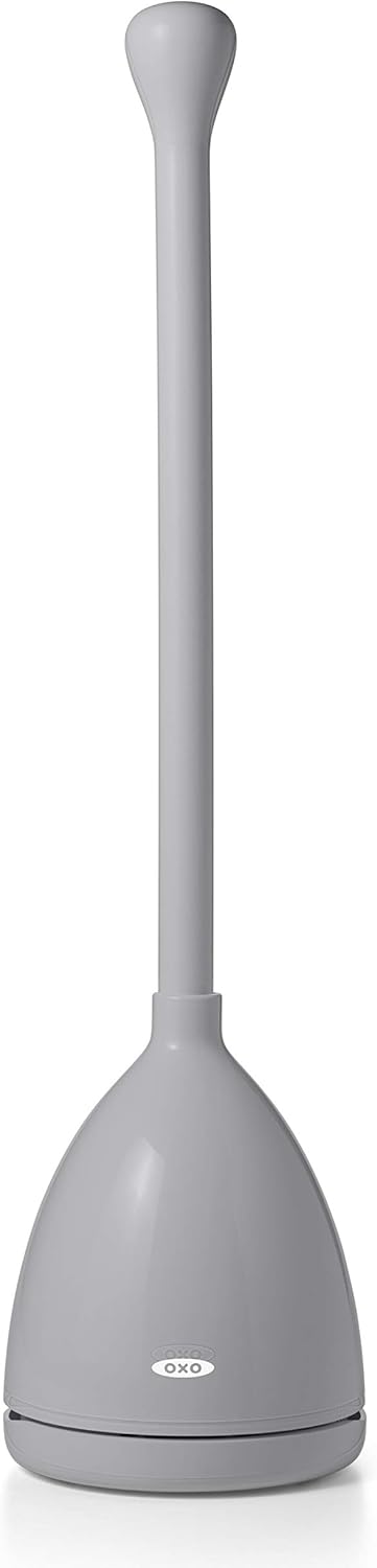 OXO Toilet Plunger With Holder | Good Grips Handle | Grey