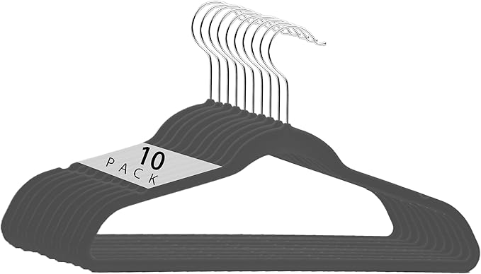 Velvet Kids Hangers 10pk Black Simplify