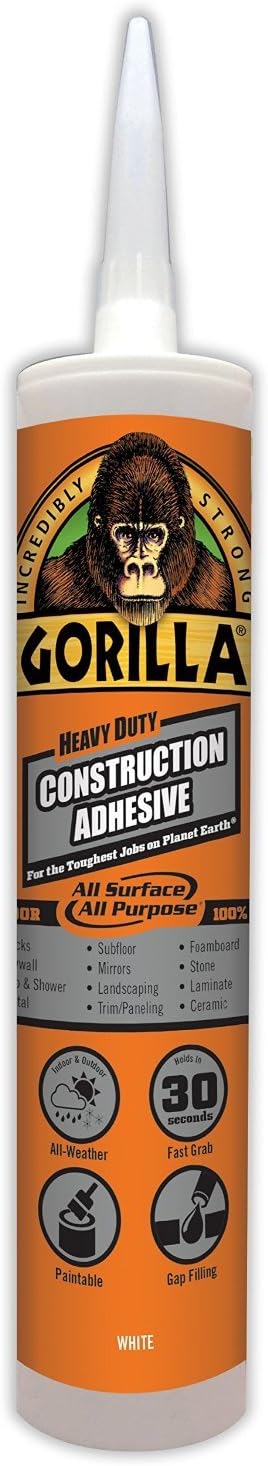 Gorilla Construction Adhesive | Heavy Duty White | 9 oz