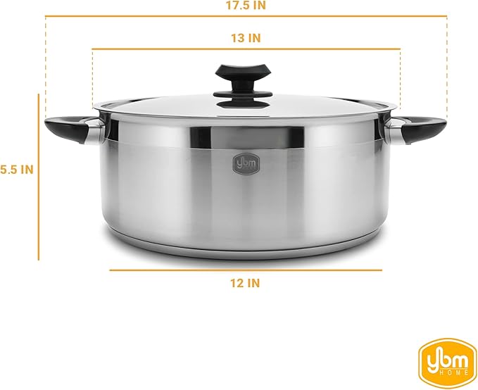 YBM Home Stock Pot | 11QT | Stainless Steel Cookware