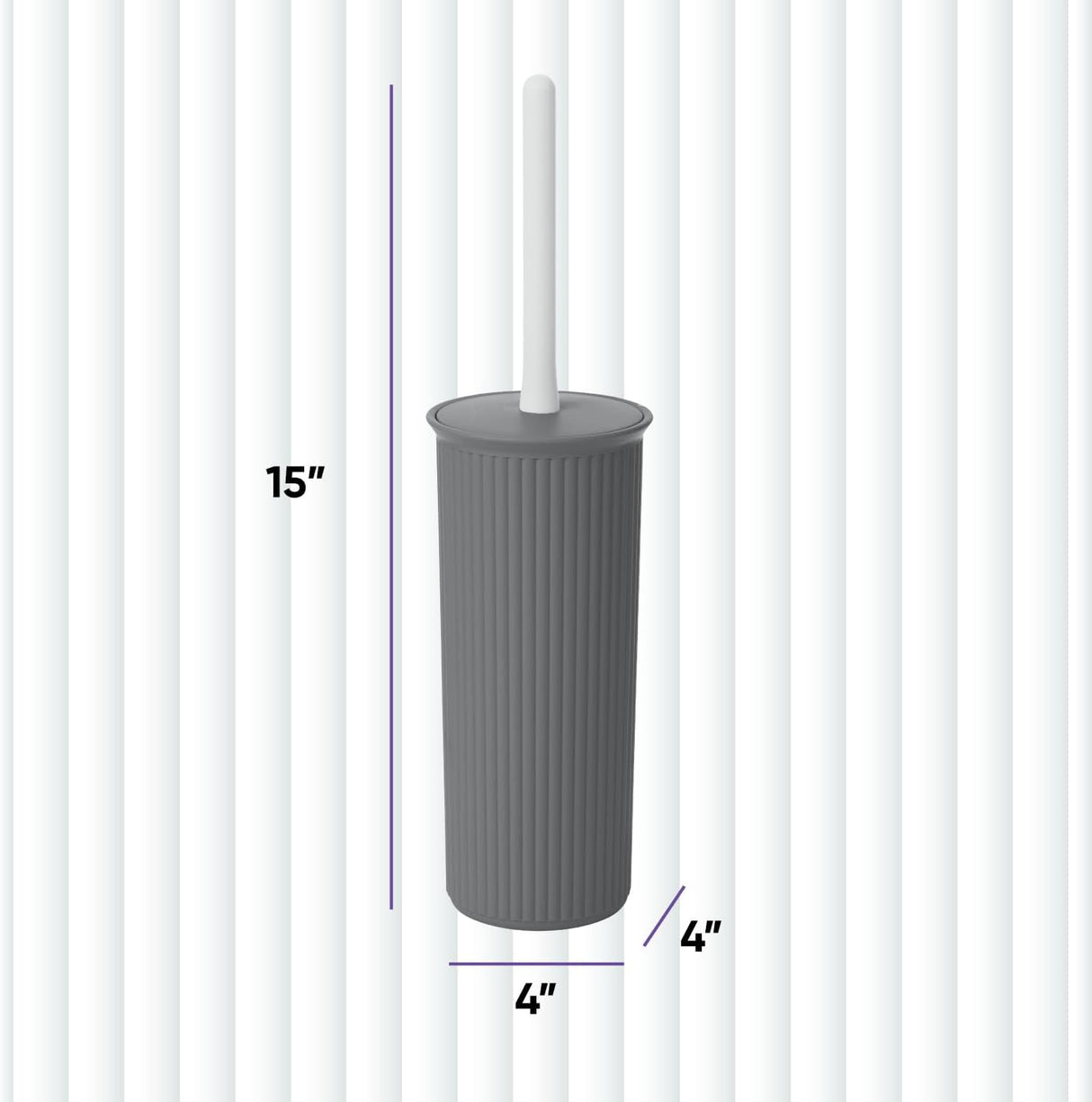 Toilet Bowl Brush and Holder By Superio | Ribbed | Grey