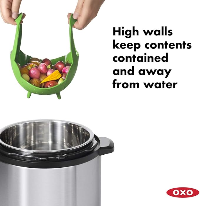 Silicone Steamer Basket With Lid | Green | OXO Good Grips