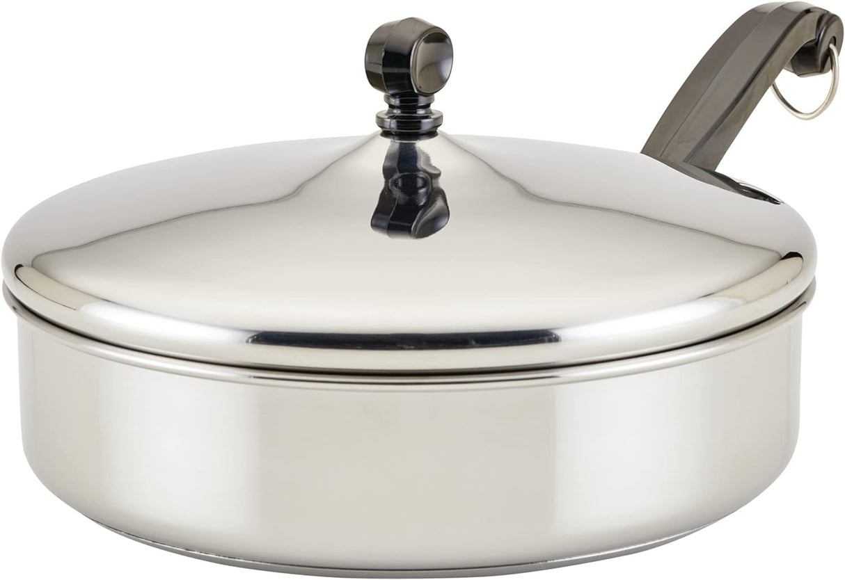 Farberware 10" Fry Pan with Lid | Stainless Steel Cookware