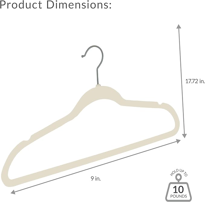Velvet Hangers 10pk Ivory Simplify
