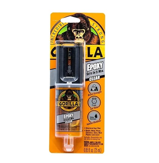 Gorilla Epoxy Clear | Two-Part Adhesive Glue | 5-Minute Set | 25 mL Syringe