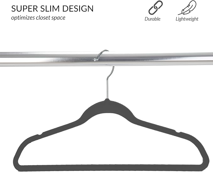 Velvet Kids Hangers 10pk Black Simplify