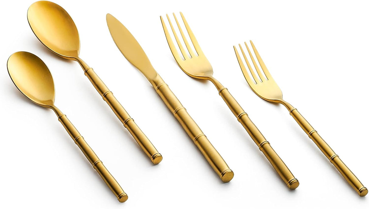 Gold Flatware Set 20pc | Designer Tableware | Vikko