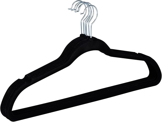 Velvet Hangers 6pk Black Simplify