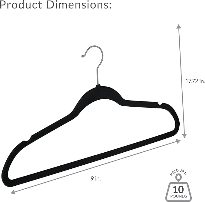 Velvet Hangers 10pk Black Simplify